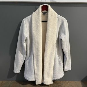 Eddie Bauer Women's Snow Lodge Faux Shearling Sherpa Lined Cardigan XS Cream